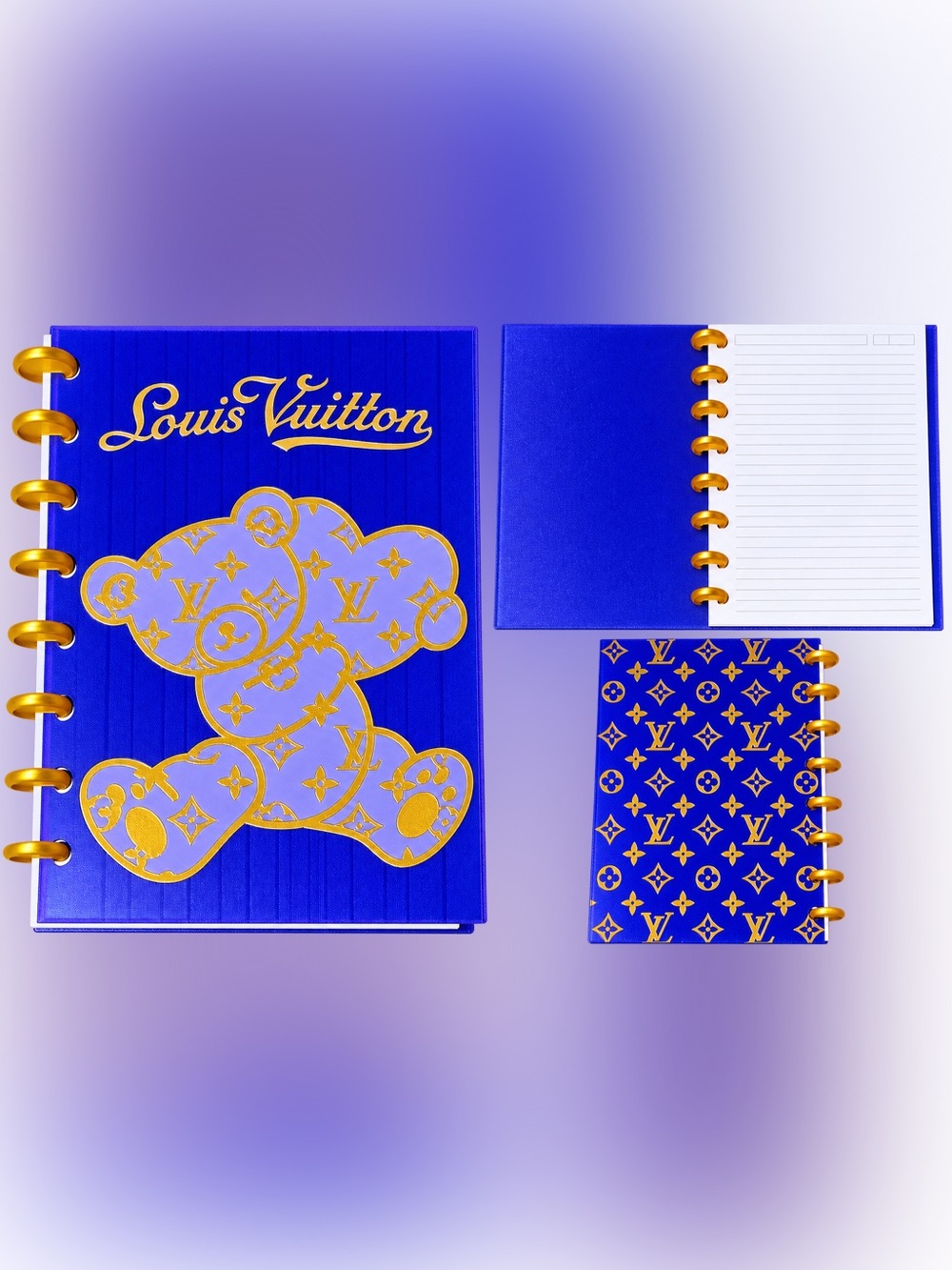 Fashion Spin Disc Royal Blue & Gold Monogram Note Book